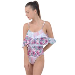 Pink Patchwork Drape Piece Swimsuit by designsbymallika