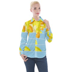 Salad Fruit Mixed Bowl Stacked Women s Long Sleeve Pocket Shirt