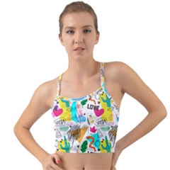 Doodle Pattern Mini Tank Bikini Top