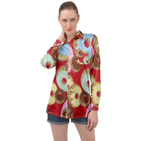 Donut  Long Sleeve Satin Shirt by designsbymallika