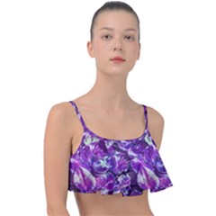 Botanical Violet Print Pattern 2 Frill Bikini Top