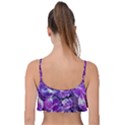 Botanical Violet Print Pattern 2 Frill Bikini Top View2