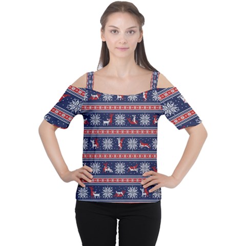 Christmas Deer Sex Cutout Shoulder Tee by dimaV