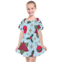 Colorful Funny Christmas Pattern Kids  Smock Dress