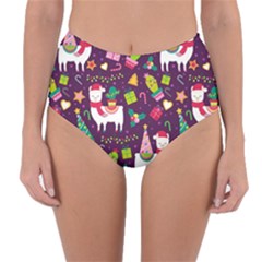 Colorful Funny Christmas Pattern Reversible High-waist Bikini Bottoms by Vaneshart