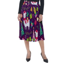 Colorful Funny Christmas Pattern Classic Velour Midi Skirt  by Vaneshart