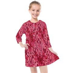 Background Abstract Surface Red Kids  Quarter Sleeve Shirt Dress by HermanTelo