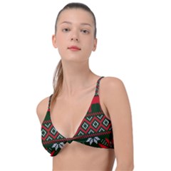 Christmas Pattern Knitted Design Knot Up Bikini Top