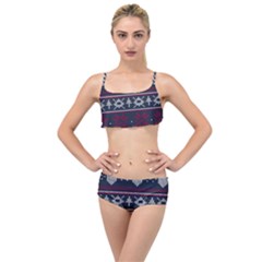 Beautiful Knitted Christmas Pattern Layered Top Bikini Set by Vaneshart