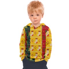 Knitted Christmas Pattern With Socks Bells Kids  Overhead Hoodie