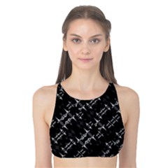 Black And White Ethnic Geometric Pattern Tank Bikini Top by dflcprintsclothing