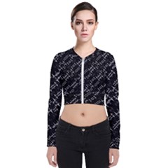 Black And White Ethnic Geometric Pattern Long Sleeve Zip Up Bomber Jacket by dflcprintsclothing