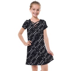 Black And White Ethnic Geometric Pattern Kids  Cross Web Dress by dflcprintsclothing