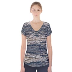 Surface Texture Print Short Sleeve Front Detail Top by dflcprintsclothing