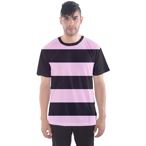 Black And Light Pastel Pink Large Stripes Goth Mime French Style Men s Sports Mesh Tee by genx