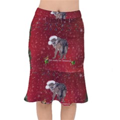 I m Ready For Christmas, Funny Wolf Short Mermaid Skirt by FantasyWorld7