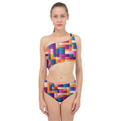 Abstract Geometry Blocks Spliced Up Two Piece Swimsuit