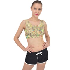 Flowers Color Colorful Watercolour V-back Sports Bra by HermanTelo