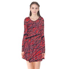 Neurons Cells Train Link Brain Long Sleeve V-neck Flare Dress