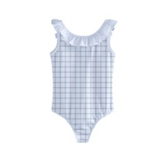 Aesthetic Black And White Grid Paper Imitation Kids  Frill Swimsuit by genx