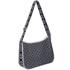 Pattern Formes Ronds Noir/blanc Zip Up Shoulder Bag