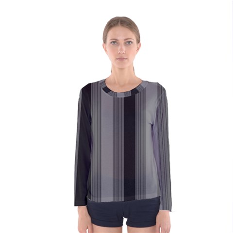 Pattern Bandes Gris/noir Women s Long Sleeve Tee by kcreatif