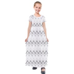 Chevrons Gris/blanc Kids  Short Sleeve Maxi Dress by kcreatif