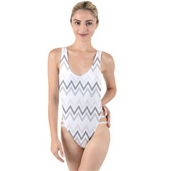 Chevrons Gris/blanc High Leg Strappy Swimsuit by kcreatif