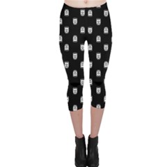 Sketchy Cartoon Ghost Drawing Motif Pattern Capri Leggings  by dflcprintsclothing