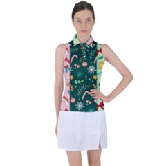 Hand Drawn Christmas Pattern Collection Women s Sleeveless Polo Tee by Vaneshart