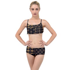 Golden Christmas Pattern Collection Layered Top Bikini Set by Vaneshart