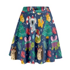 Colorful Funny Christmas Pattern High Waist Skirt