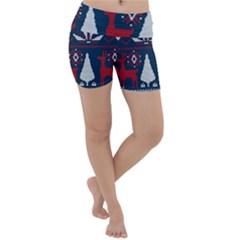 Knitted Christmas Pattern Lightweight Velour Yoga Shorts by Vaneshart