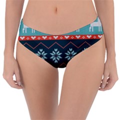 Beautiful Knitted Christmas Pattern Reversible Classic Bikini Bottoms by Vaneshart