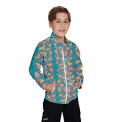 Teal Floral Paisley Stripes Kids  Windbreaker