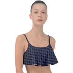 Damiers Abstrait Gris/noir Frill Bikini Top