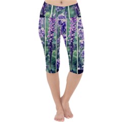 Collage Fleurs Violette Lightweight Velour Cropped Yoga Leggings by kcreatif