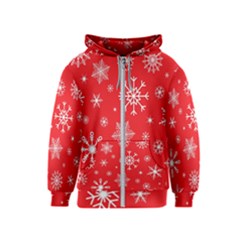 Christmas Seamless With Snowflakes Snowflake Pattern Red Background Winter Kids  Zipper Hoodie by Vaneshart