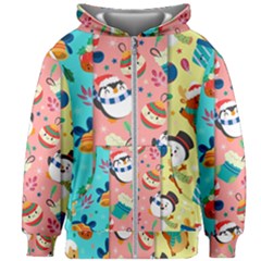 Hand Drawn Christmas Pattern Collection Kids  Zipper Hoodie Without Drawstring