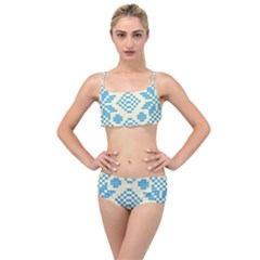 Beautiful Knitted Christmas Pattern Blue White Layered Top Bikini Set by Vaneshart