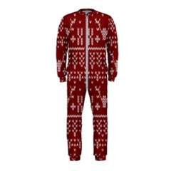 Beautiful Knitted Christmas Pattern Red Onepiece Jumpsuit (kids) by Vaneshart