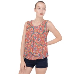 Coral Floral Paisley Bubble Hem Chiffon Tank Top by mccallacoulture