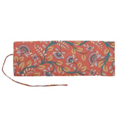 Coral Floral Paisley Roll Up Canvas Pencil Holder (m) by mccallacoulture