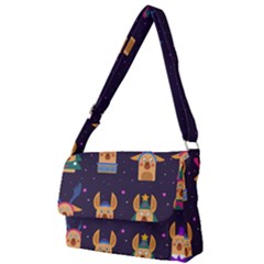 Funny Christmas Pattern With Reindeers Full Print Messenger Bag (l) by Vaneshart