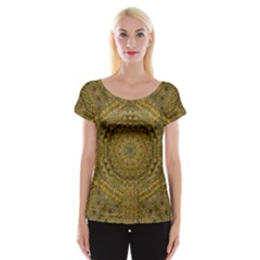 Golden Star And Starfall In The Sacred Starshine Cap Sleeve Top by pepitasart