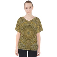 Golden Star And Starfall In The Sacred Starshine V-neck Dolman Drape Top by pepitasart