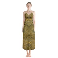 Golden Star And Starfall In The Sacred Starshine Button Up Chiffon Maxi Dress by pepitasart