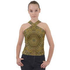 Golden Star And Starfall In The Sacred Starshine Cross Neck Velour Top by pepitasart