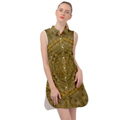 Golden Star And Starfall In The Sacred Starshine Sleeveless Shirt Dress by pepitasart