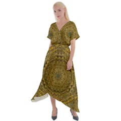 Golden Star And Starfall In The Sacred Starshine Cross Front Sharkbite Hem Maxi Dress by pepitasart